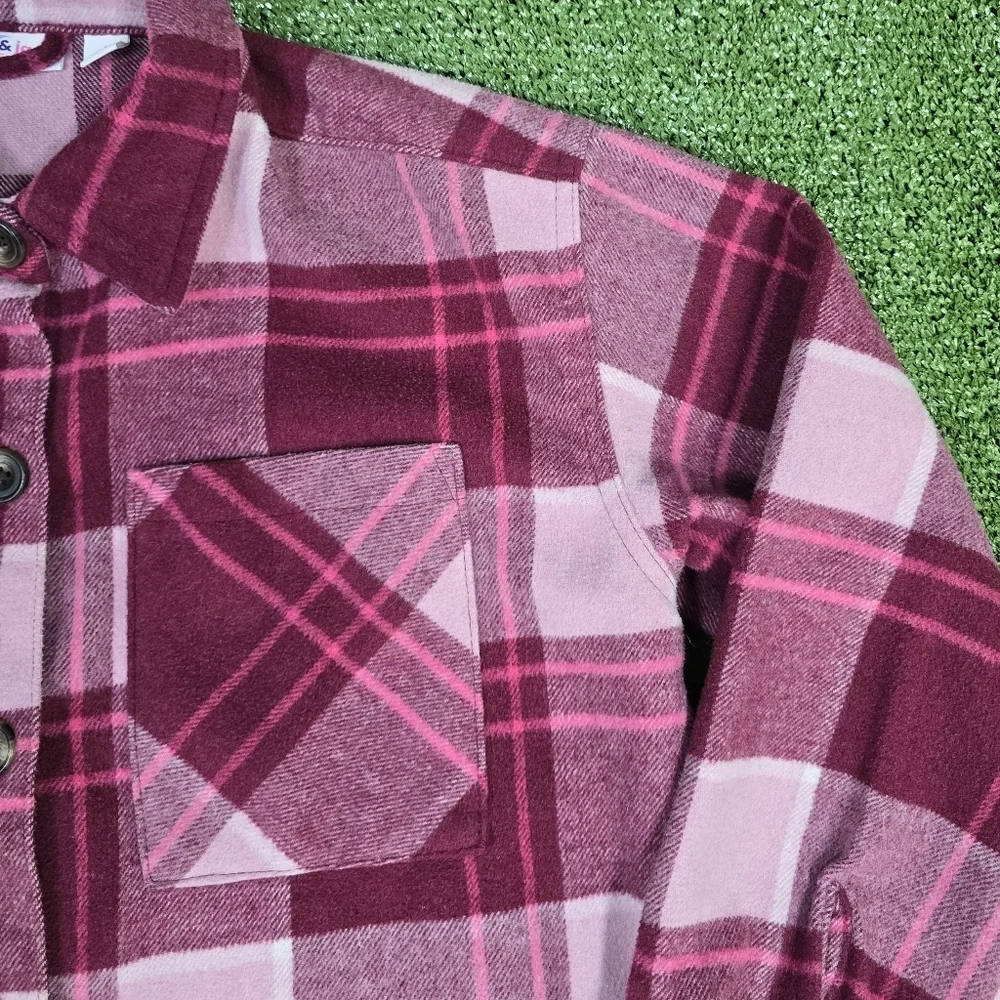 Sugar & Jade Girls Size L 12\14 Wool Blend Sugar Plum Plaid Button Down Jacket
